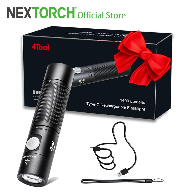 NEXTORCH ED10 Family Emergency Flashlight Portable Rechargeable EDC Flashlight 1400 Lumen IPX7 Outdoor Camping Riding high power