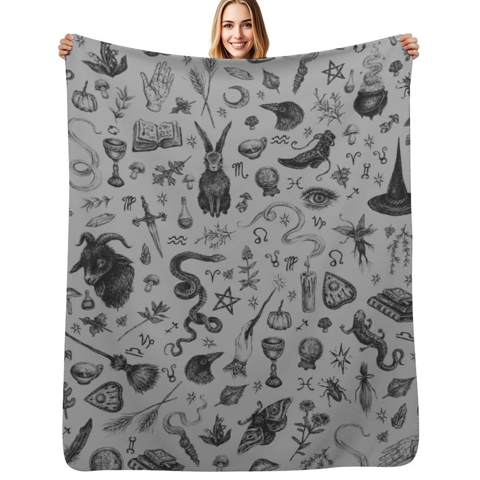 Salem Witch Throw Blanket Faux Fur Soft Warm Blanket for Bed
