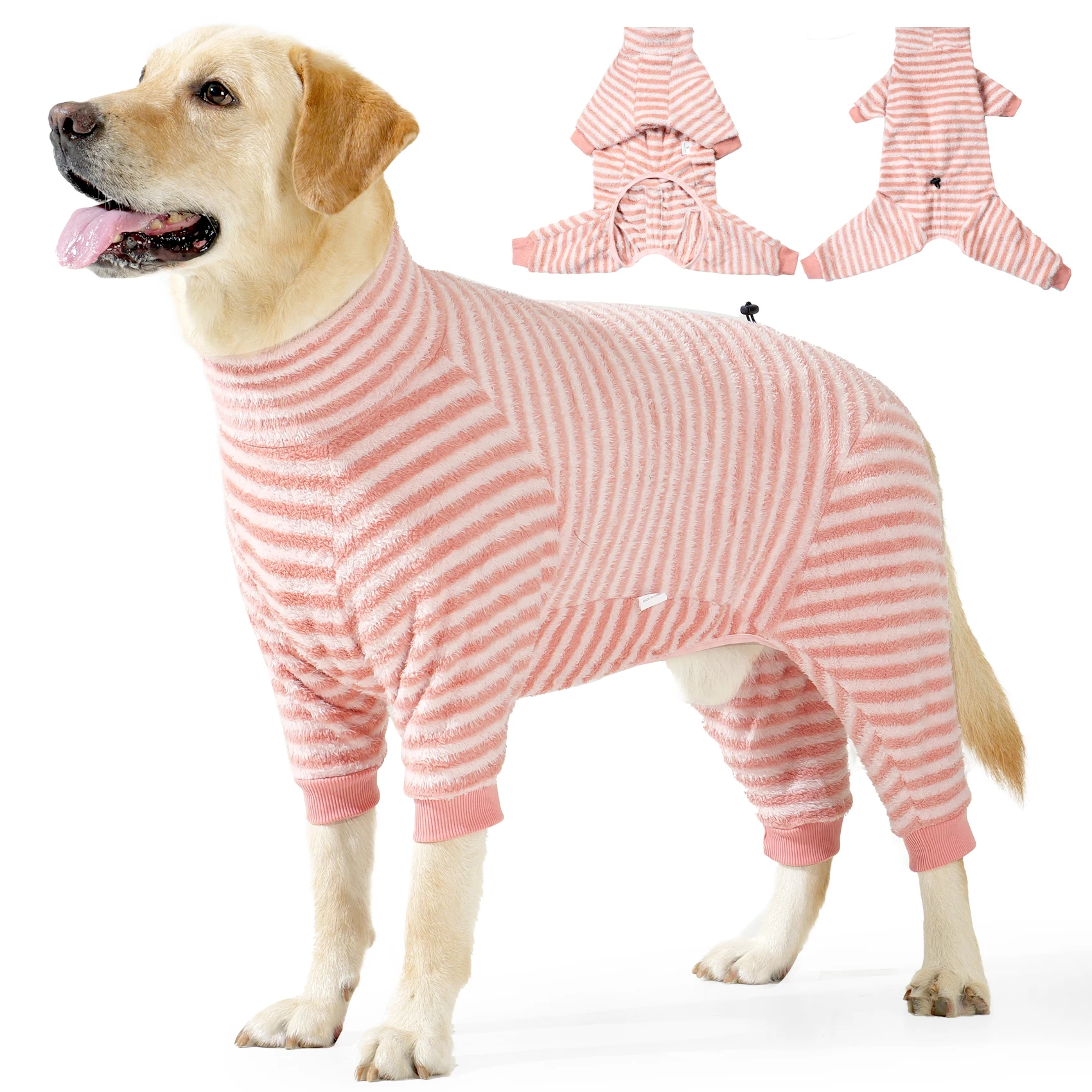 Hunde-Wintermantel, weicher Fleece-Pullover-Pyjama für mittelgroße und große Hunde, verhindert Lecken und Kauen von Wunden, Onesies, Hunde-Erholungsanzug