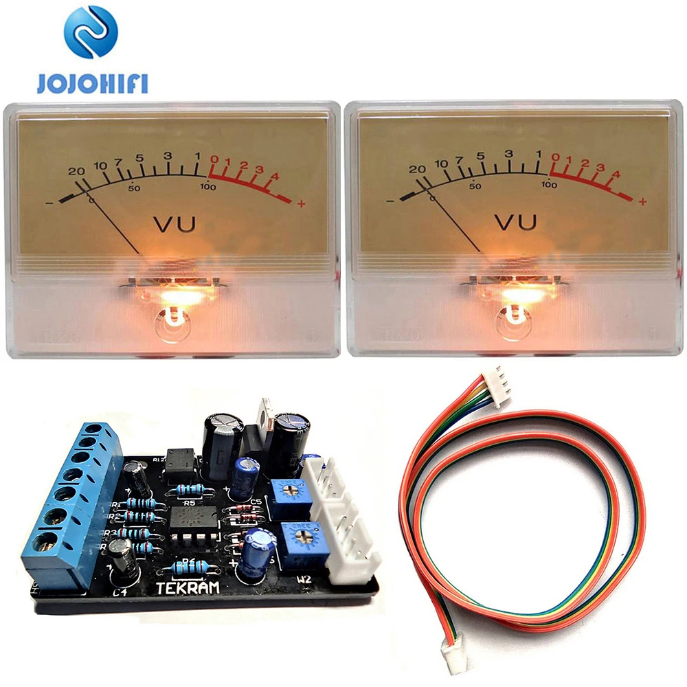 2pcs T-90 VU Meters + 1pcs Driver Board Head Amplifiers amp DB Level Pre-amplifier Chassis Sound Pressure Strap w/Backlight