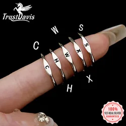 TrustDavis Real 925 Sterling Silver Rings for Women Party Jewelry 26 Letter Clear CZ Opening Ring Fine Birthday Jewelry DG0191