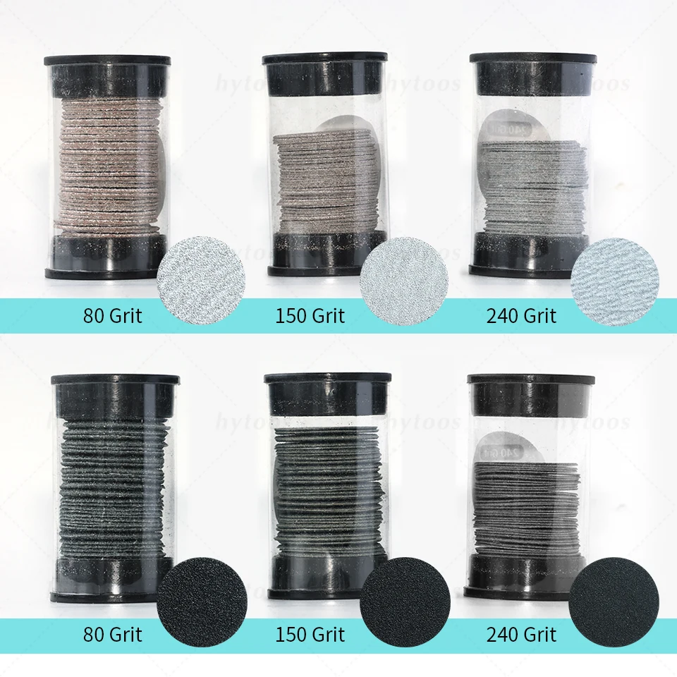 HYTOOS 50Pcs 교체 가능한 샌딩 디스크 종이 25mm 페디큐어 샌드페이퍼 발 굳은 살 제거 네일 팁 도구 금속 디스크 없음