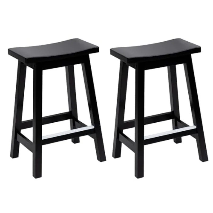 

Bar Stools Set of 2 Wooden Saddle Stools ch Heigh Bar Chairs Seat with Footrests and Industrial Kitchen Counter Stools for Rest