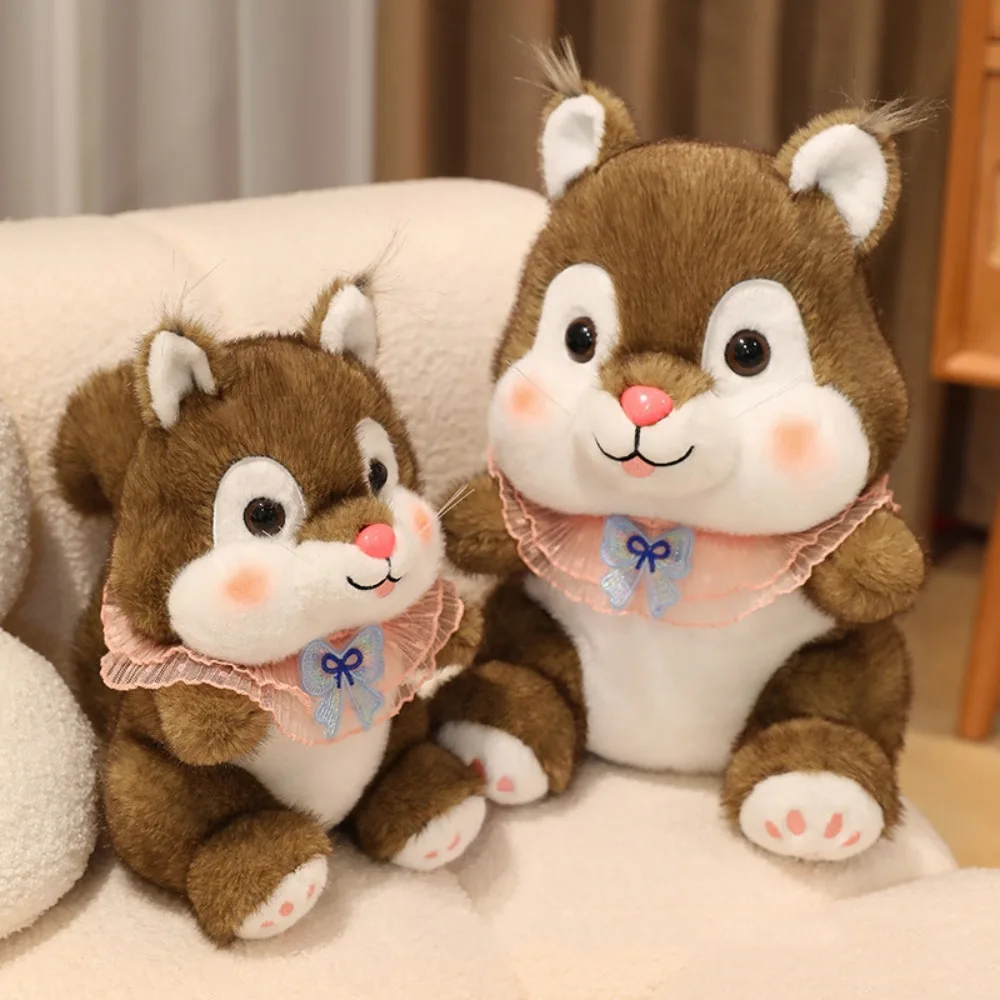 

Bow Knot Plush Squirrel Doll Cute Cartoon Squirrel Plush Toy Soft Animal Squirrel Plush Doll Kids Holiday Gifts