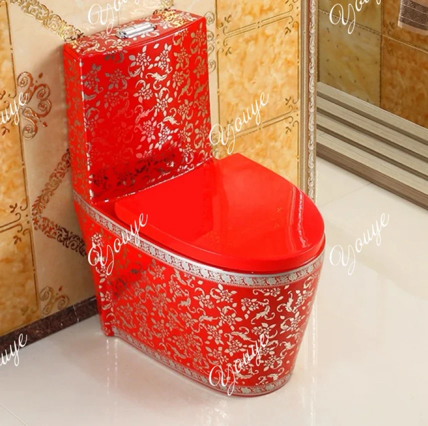 C Household Flushing Personality Red Toilet Super Swirl Water-saving Deodorant Gold Toilet Color Ceramic Toilet