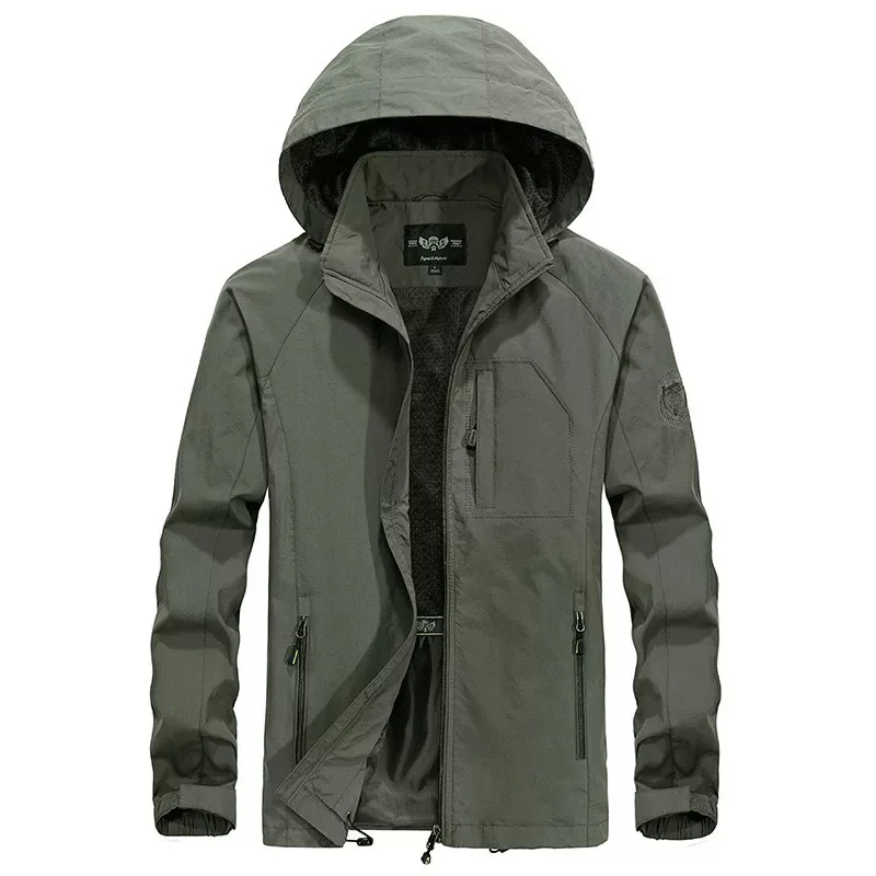 

Lynjacye Size M-5XL Mens Thin Assault Suit Women Hooded Zipper Sliding Cover Sports Body Outdoor Sports Windproof Jacket