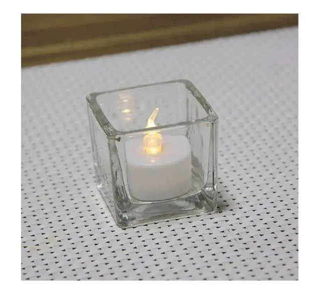 Square glass candlestick romantic candlelight dinner bar party decoration gift electronic candles