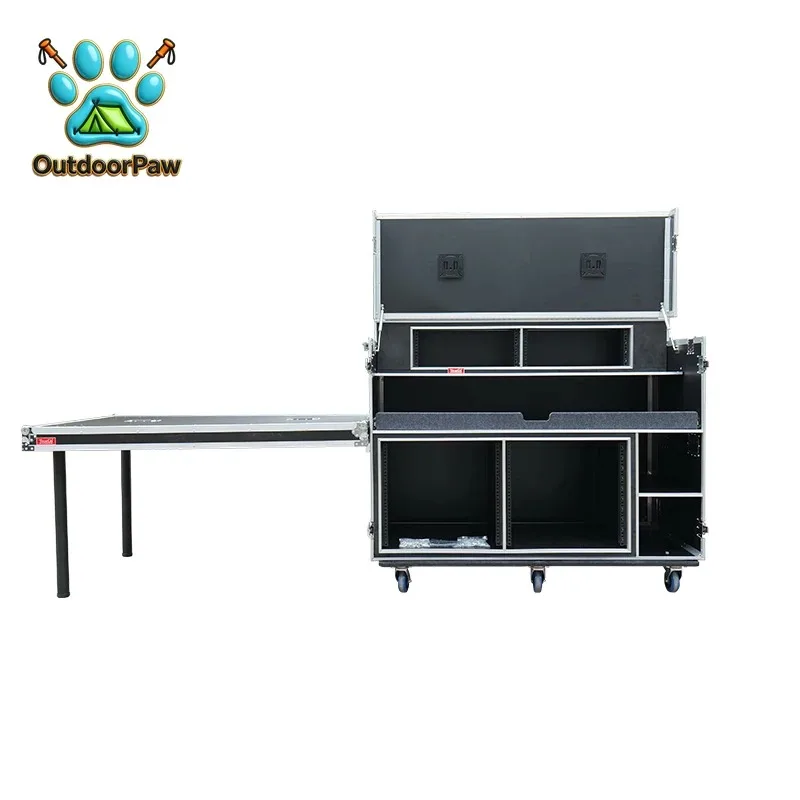 Customized Broadcasting Live Streaming Production Equipment case Travel Flight Rack case with Table Stool