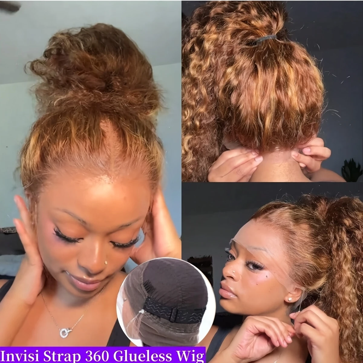 4/27 Curly Highlight Wig Human Hair Preplucked 360 HD Full Lace Front Wig Human Hair 13X6 Deep Wave Human Hair Frontal Wig for Women