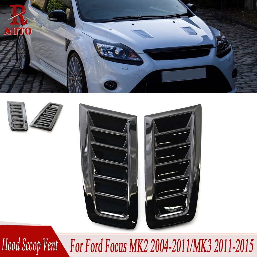 R-AUTO Front Engine Hood Bonnet Vents Hood Air Outlet Decorative Scoop Car Styling For Ford Focus MK2 2004-2011 MK3 2011-2015