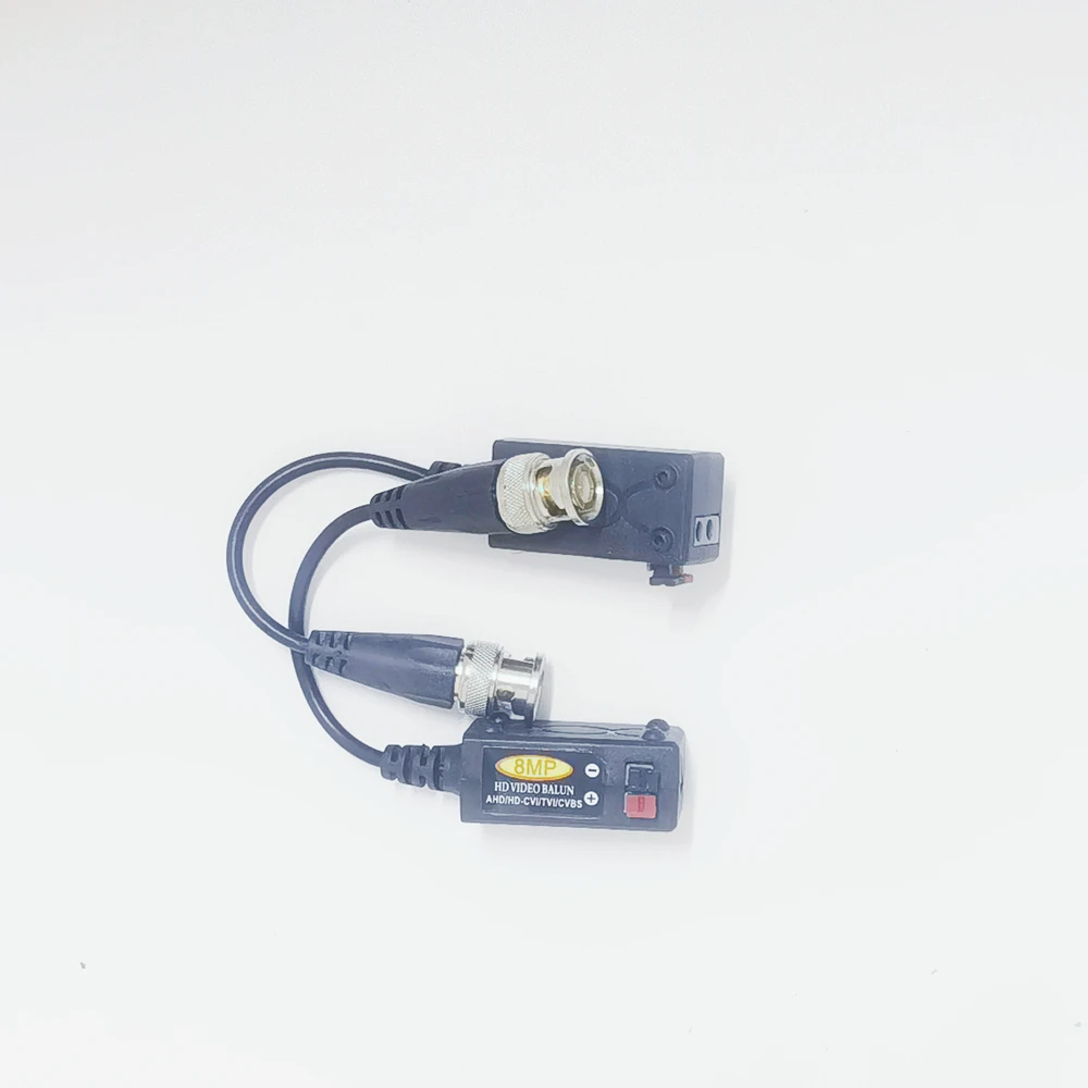 Balun de vídeo analógico de un solo puerto, convertidor de vídeo pasivo UTP de 8MP, HD, hasta 350-600M, HD-CVI/TVI/AHD/CVBS, 10 pares