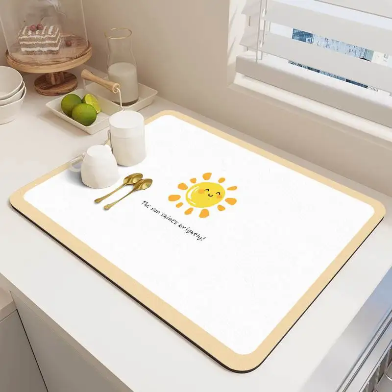 

Water Absorbent Leather Kitchen Mat Dish Draining Pad Oil Resistant Dining Table Centerpiece Quick Dry Bar Counter Water Cont...
