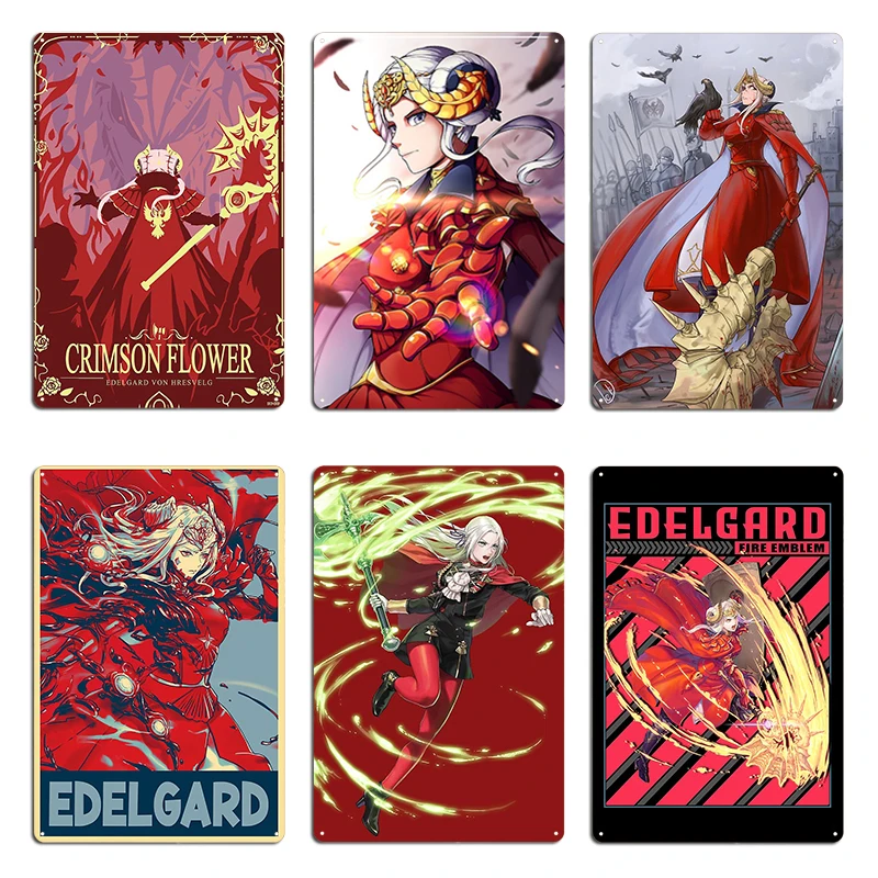 Crimson Flower Edelgard girl anime so beautiful Fire Emblem Three Houses Metal Club Party Print Bar Kitchen Tin Sign Poster