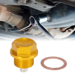 X Autohaux 1 Set M18 x 1.5 M24 x 1.5 Magnetic Oil Drain Plug Sump Drain Nut Oil Drain Bolt Screw with Gasket Gold Tone Universal