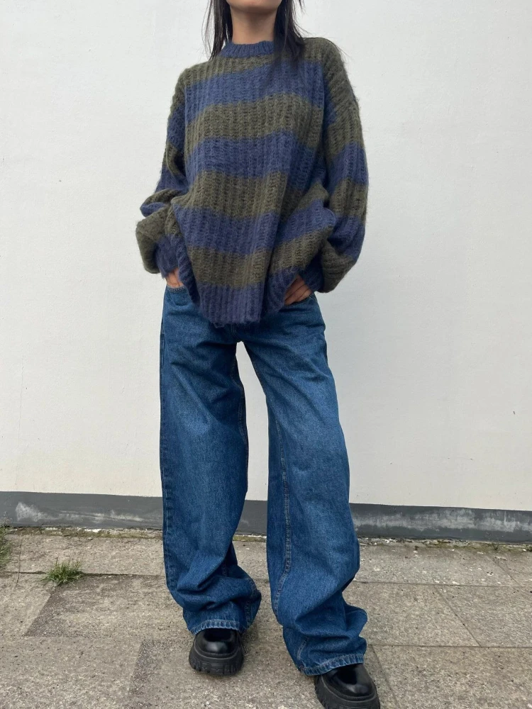 

HOUZHOU Vintage Baggy Jeans Women Y2k Blue High Waist Washed Denim Pants Harajuku Oversize Hip Pop Streetwear Wide Leg Jeans