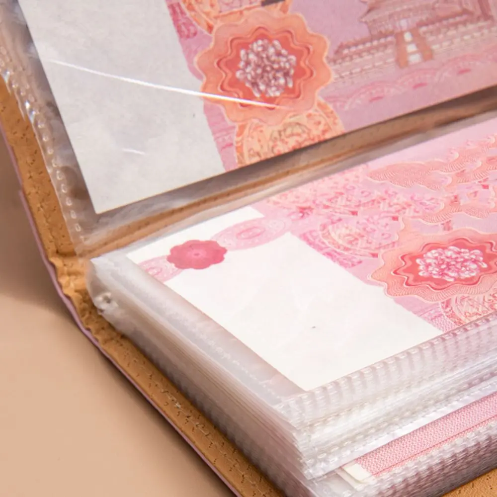 Cartoon Letter 100 Envelope Challenge Binder 50 Sheets PU Leather Money Saving Challeng Book Cash Envelopes Savings Handbook