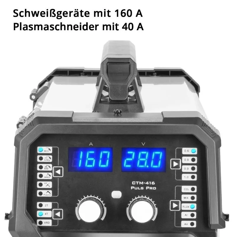 CTM-416 Pulse  6-in-1 Gas-shielded Combination Welder | Inverter with 160 A, MIG Pulse Aluminum Welding Machine