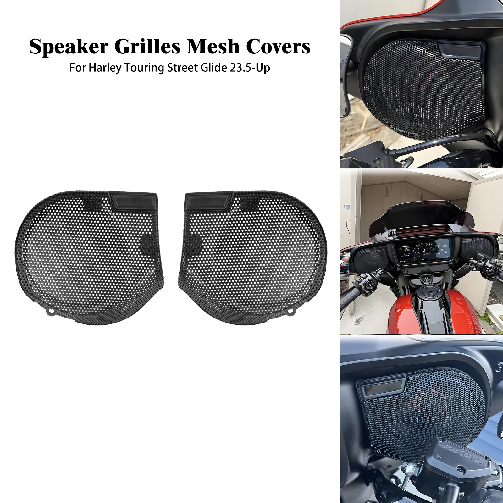 Motorcycle 6.5 Inch Horns Grill Speaker Grille Cover Mesh Protective Panel For Harley Street Glide FLHXSE 2023-Up Ultra 2024-Up