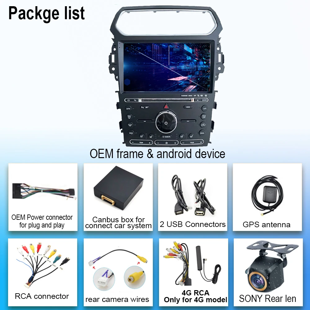 Car Radio Android 14 For Ford Explorer 5 2011 - 2019 Multimedia Player Navigation GPS Stereo Android Auto 5G Wifi Video No 2din