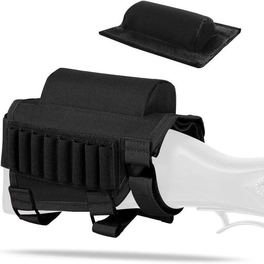 Multifunctional Tactical Buttstock Pouch Cheek Rest, Universal Gun Stock Bag with Molle, Outdoor Hunting Shooting Accessories