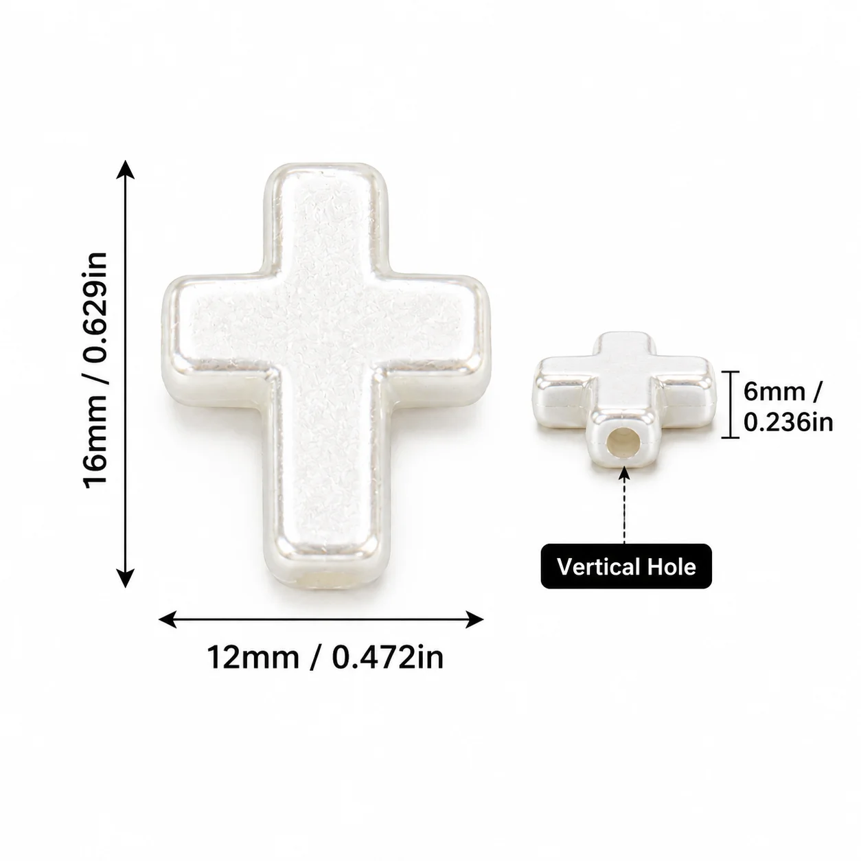 30Pcs Cross Shape Imitation Pearl Beads Vertical Hole DIY Bag Keychain Pendant Charms Handcraft Making Materials
