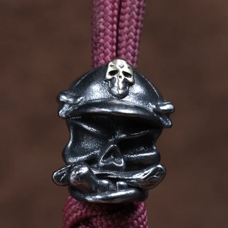 Punk Skull Head Brass Knife Beads EDC DIY Paracord Woven Bracelets Lanyard Pendants Accessories Outdoor Tool Hangings Charms