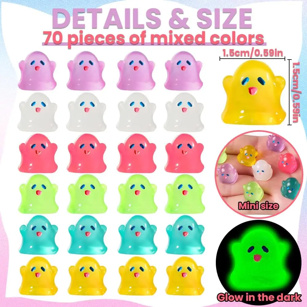 Halloween Mini Resin Ghost Figurines Glow in The Dark Cute Miniature Ghost Statue Halloween Micro Landscape Accessories fo