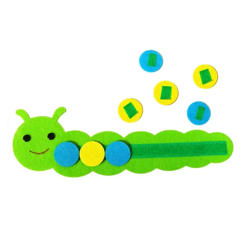 Nonwoven Fabric Montessori Toys DIY Caterpillar Puzzle Game Educational Teaching Aids Kindergarten Materials Children Toy Gifts