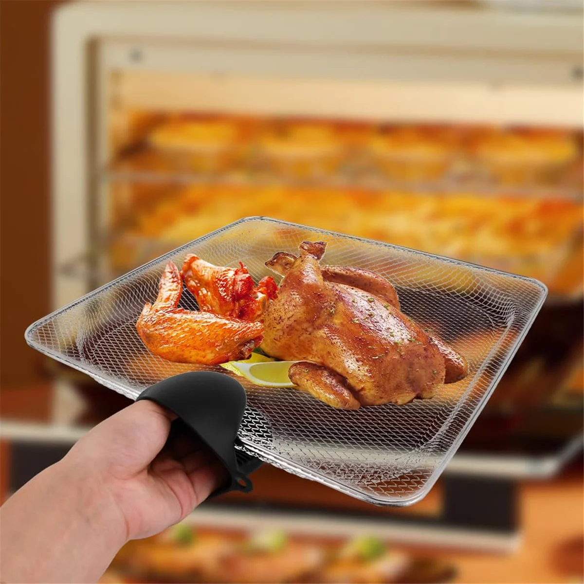 取り外し可能なエアフライヤーバスケットラック,洗える脱水機,忍者メッシュ,foodi sp100