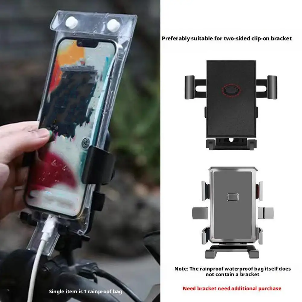 Motorcycle Handlebar Waterproof Clear Phone Pouch Transparent Underwater Cellphone Covers High Sensitivity Phone Rain Cover