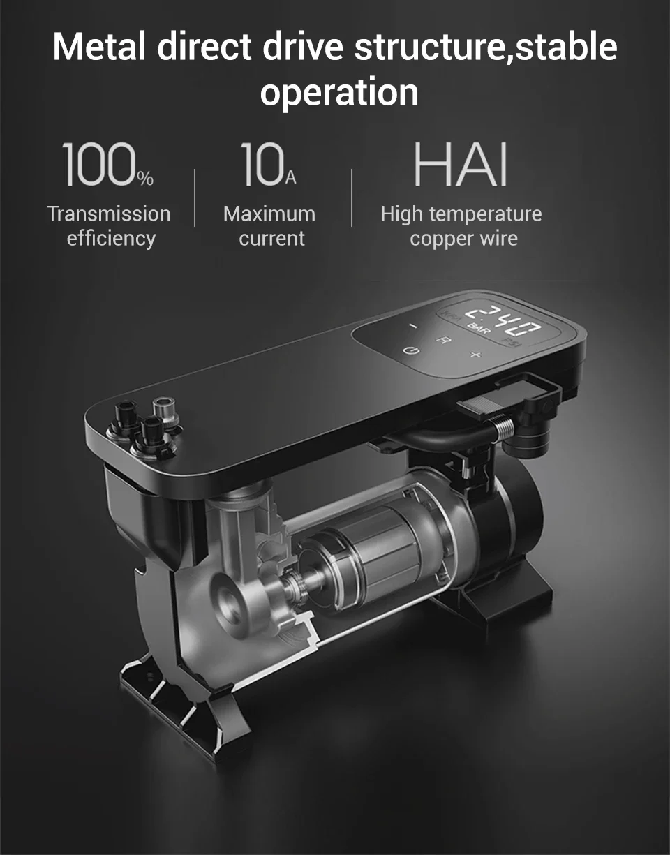 Imagem -04 - Elétrico Carro Bomba de ar Compressor de ar Mini Pneu Inflator Auto Pumb Smart Home Metal Box 12v 70 Mai 70mai-portátil