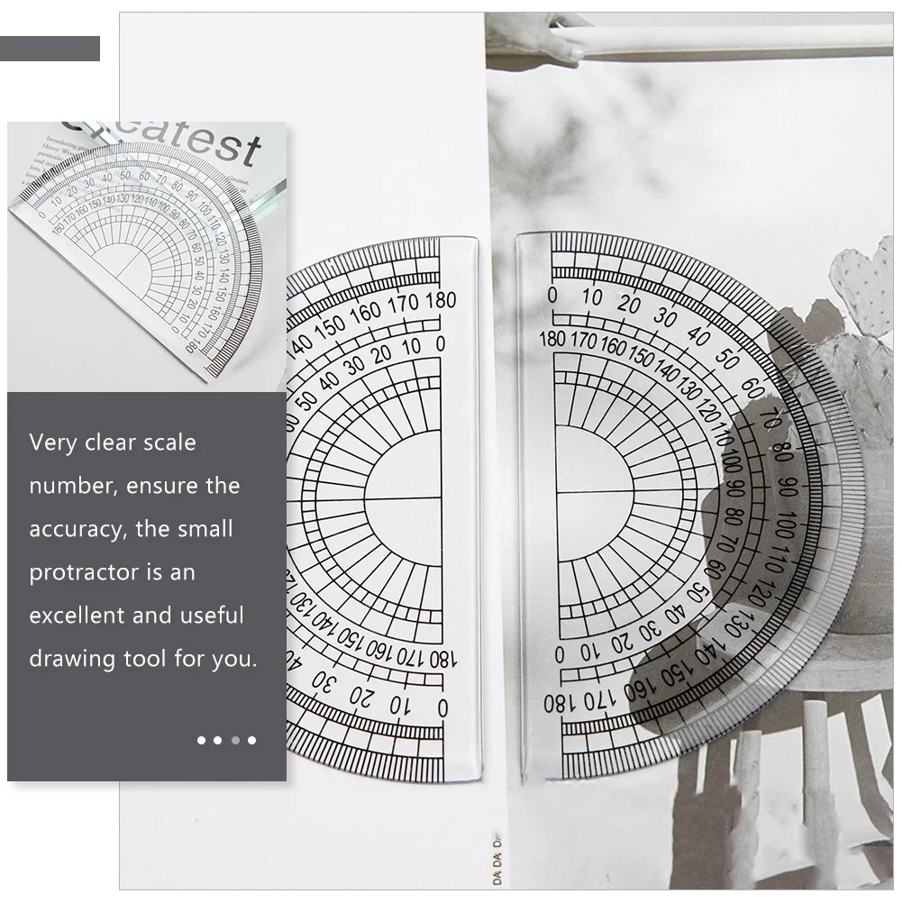 10pcs Plastic Protractors 180 Degree Math Protractor For Students Clear Measuring Tool Portable Drawing Geometry Ruler Student