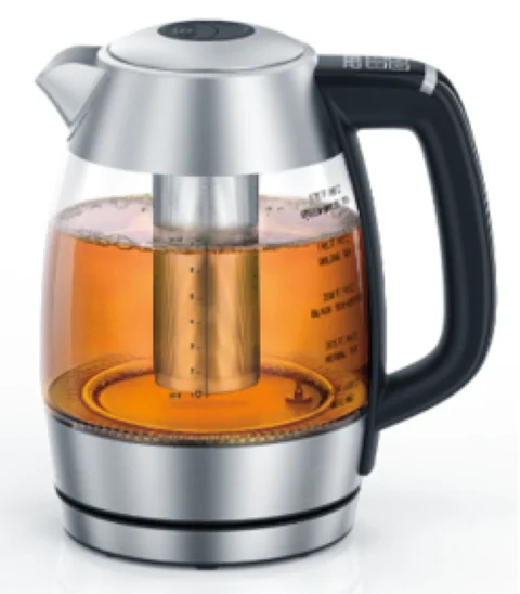 

Electric Kettle One-Click Open Lid Transparent Glass Water Level View Boil Protection Anti-Slip Cordless Electric Kettle