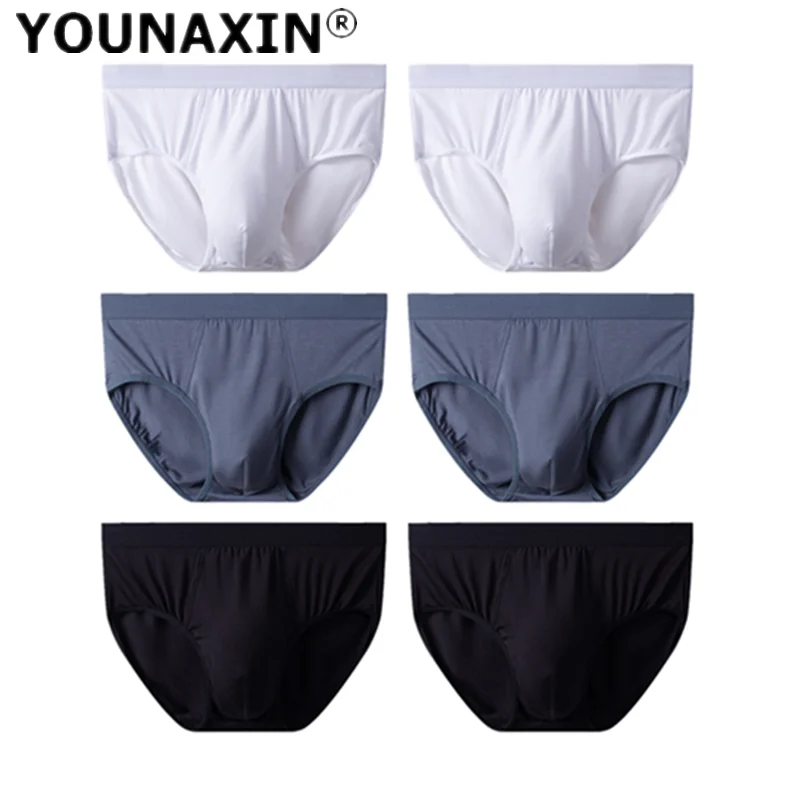 YOUNAXIN 6 Pieces Men Big Size Solid Briefs Knickers Undies Undershorts Panties Boy Underpants Asian Size L XL 2XL 3XL 4XL