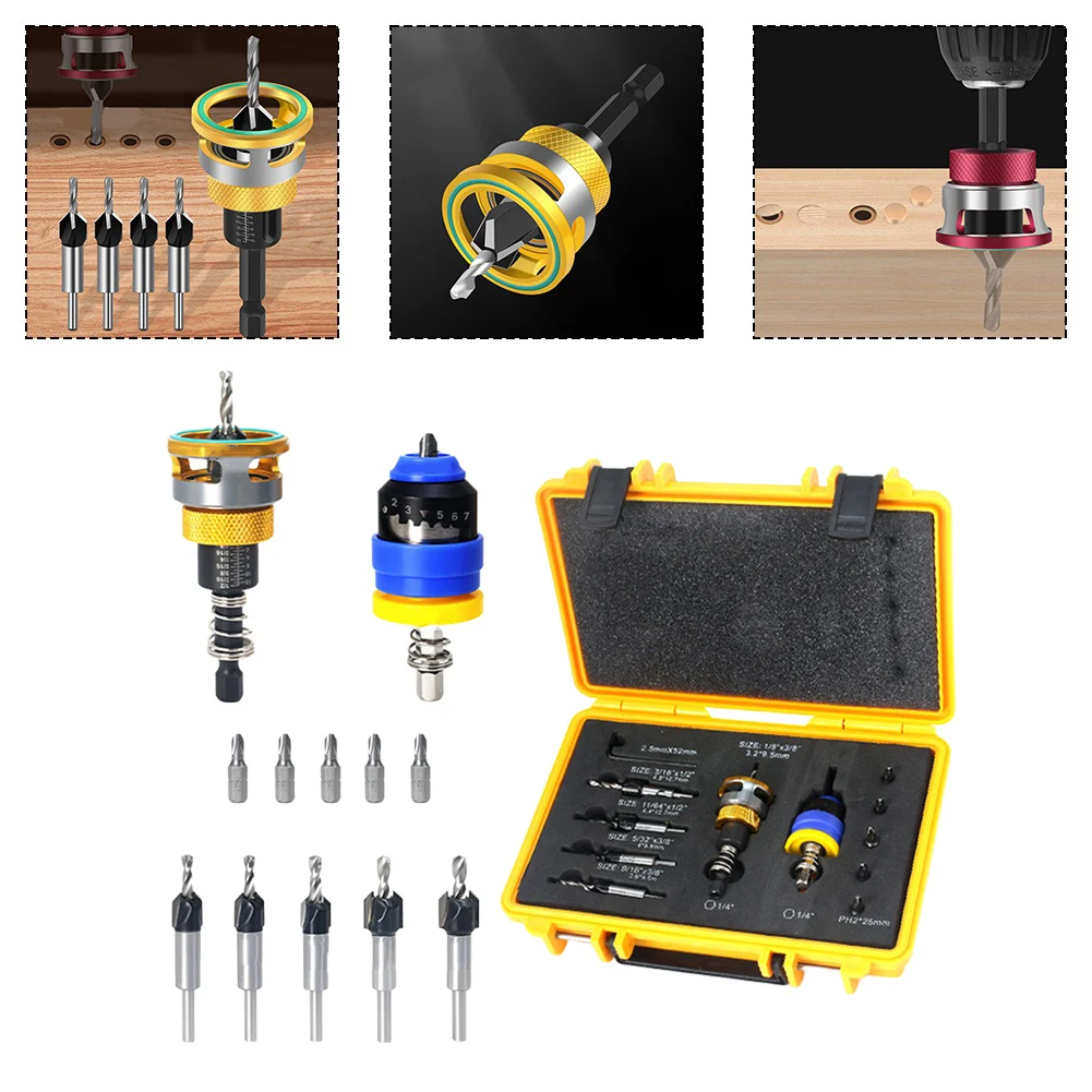 

Adjustable Depth Bit Counterbore Drill Adjustable Depth Stop Rotating Depth Adjustment Ring 86*30mm 3.38*1.18in For Woodworking