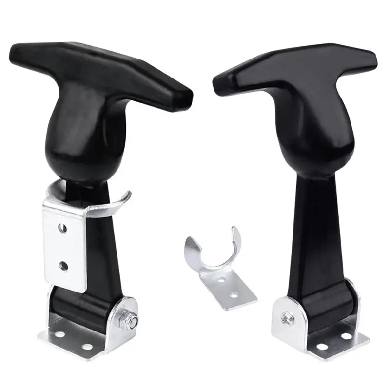 AB11-Elastic Stainless Steel Rubber Hood Catch-T-Handle Hasp Flexible Draw Latches With Mounting Brackets