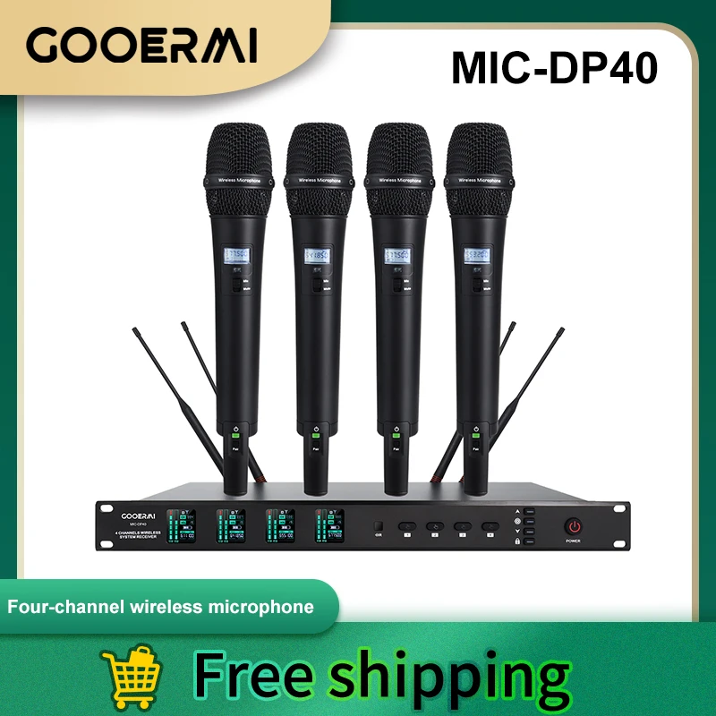 GOOERMI DP Series UHF Wireless Microphone System 2/4 Channels Professional-Grade True Diversity Wireless Microphone 600MHz-690MH