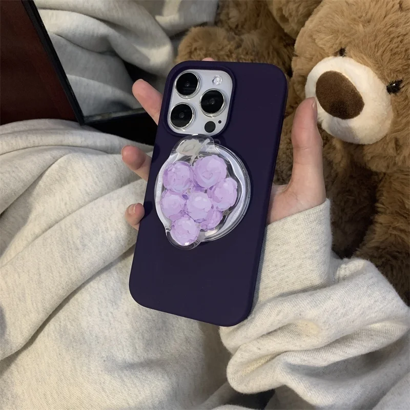 

Magnetic grape purple splashed ink Magnetic Holder Grip Tok Griptok Phone Stand Holder Support For iPhone 16 15 For Pad Magsafe