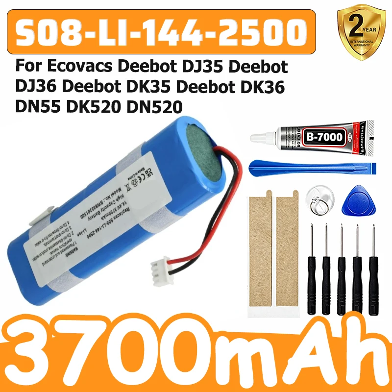 New 3700mAh Battery for Ecovacs Deebot DJ35 DJ36 DK35 DK36 DN55 DK520 DN520 S08-LI-144-2500