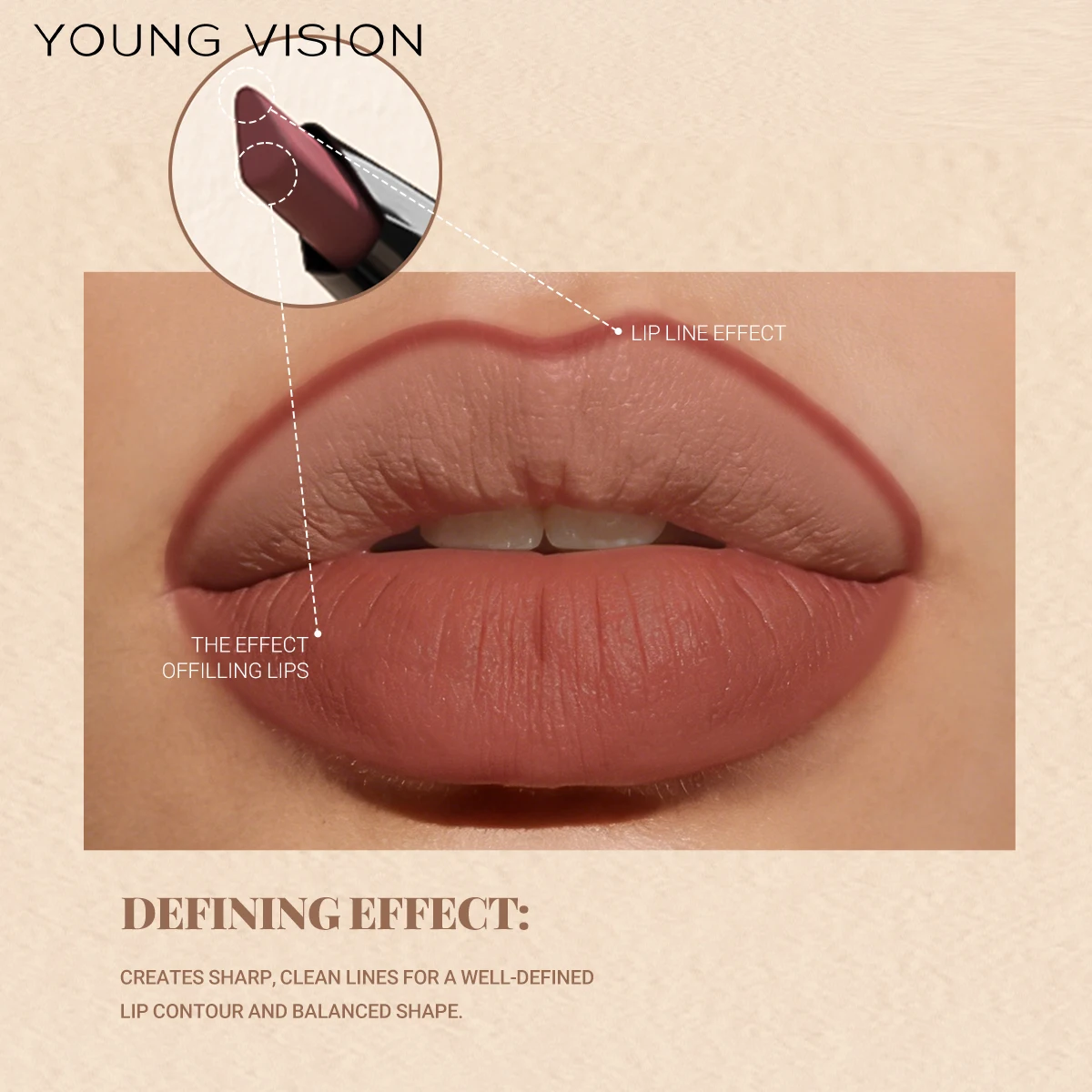 8-Color Rotatable Triangular Tip Matte Lip Liner - Waterproof Long-Lasting Smooth Pigmented Lip Pencil for Velvet Makeup
