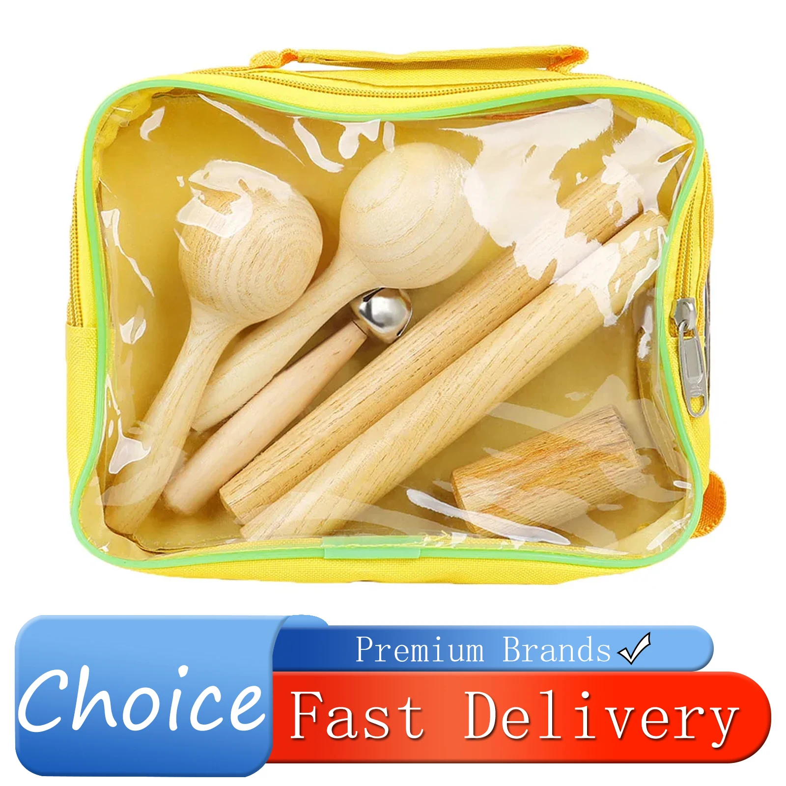 

Orff 4 Piece Set Solid wood Rhythm Sticks Finger Sand Tubes Single Stick Bell Wooden Sand Hammer Percussion Children's Gift