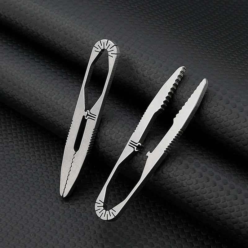 ABSJ-TC4 Titanium Alloy Buckle Tweezers Multifunction With Snap Lock Corkscrew CNC Machining Clips Outdoor Tool