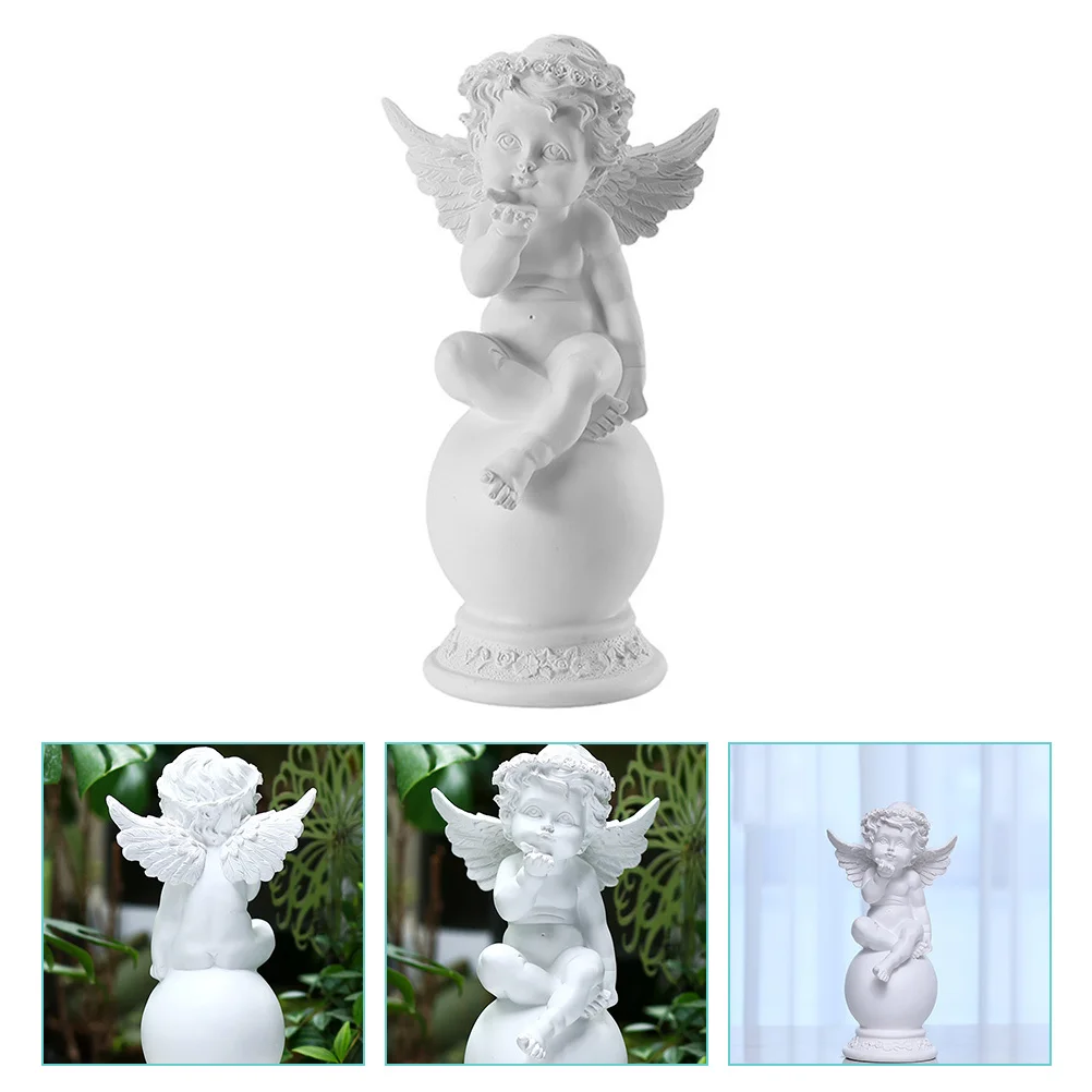 

Adorable Resin Angel Ornament with Sitting Pose for Garden Decor Cute Vivid Design Excellent Craftsmanship Homewarming