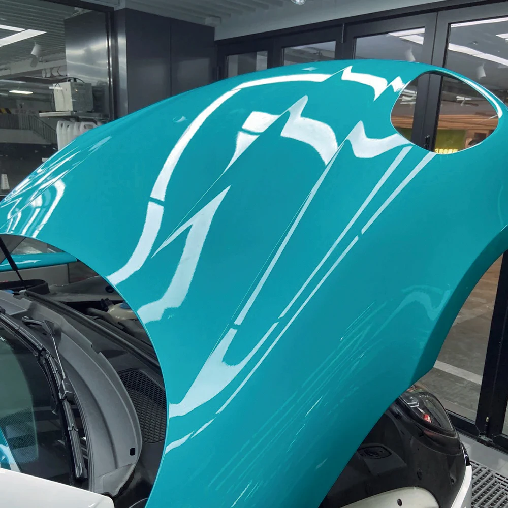 

Car High Gloss Miami Blue Wrap Premium Vinyl Film Glossy Cover Sheet Roll Sticker Wrapping Bubble Free DIY Self Adhesive Kits