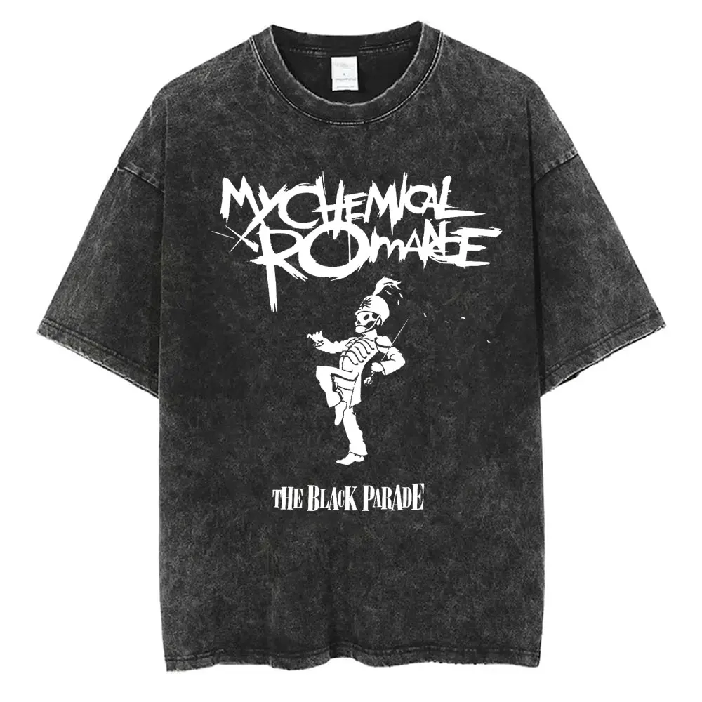 

Rock Band My Chemical Romance Music Cover Washed Vintage Printed Tshirt Men Women Punk Emo Rock Oversized Short Sleeve T Shirts