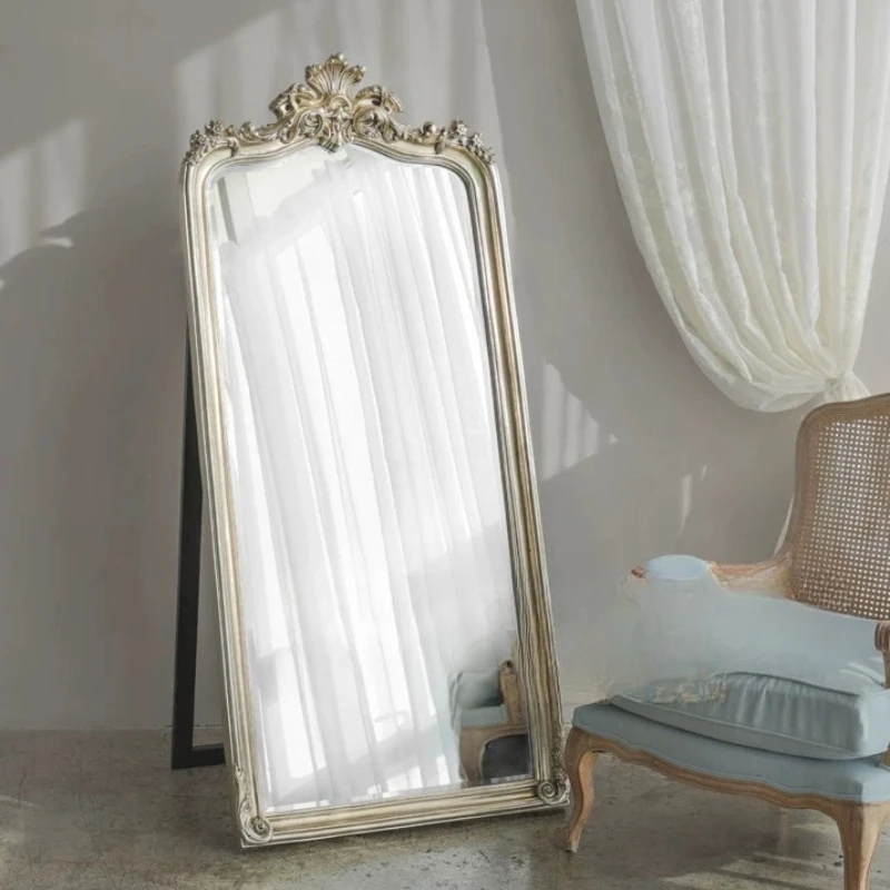 European full-length mirror, home retro fitting mirror, clothing store with bracket, French floor-to-ceiling against the wall