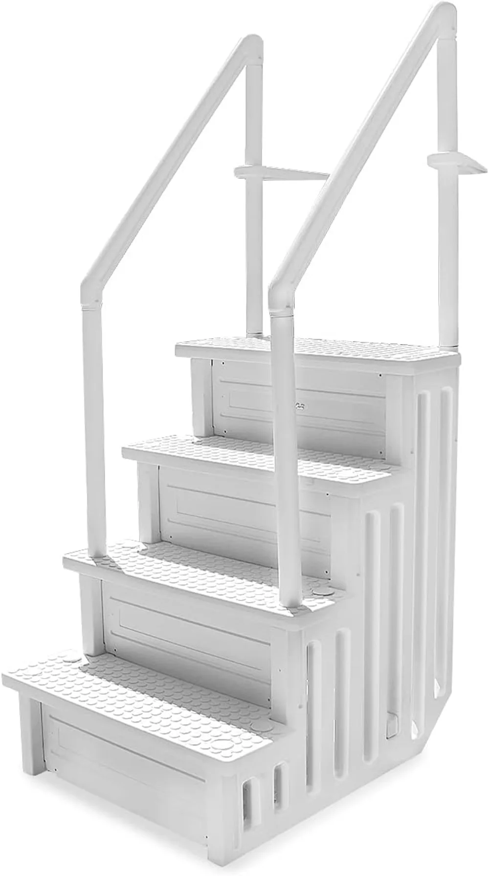 Pool Ladder 48" to 54" Above Ground Pool Step to Deck Step Ladder 4-Step Handle Slip Prevent, White