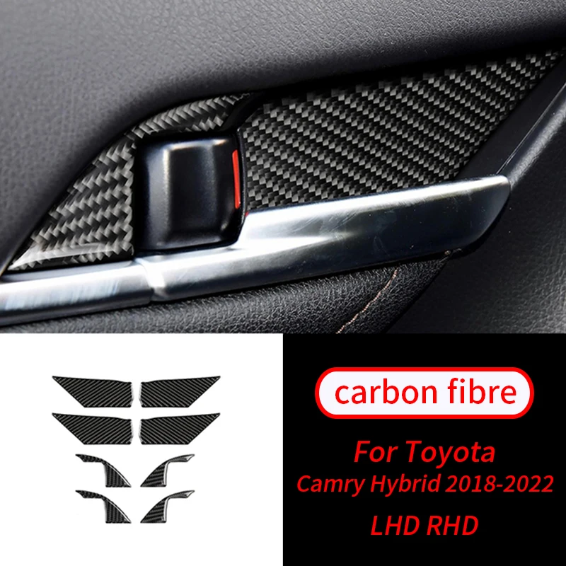 Bande de garniture de contrôle de voiture en Fiber de carbone véritable, accessoires d'intérieur de voiture pour Toyota Camry 2018 – 2022