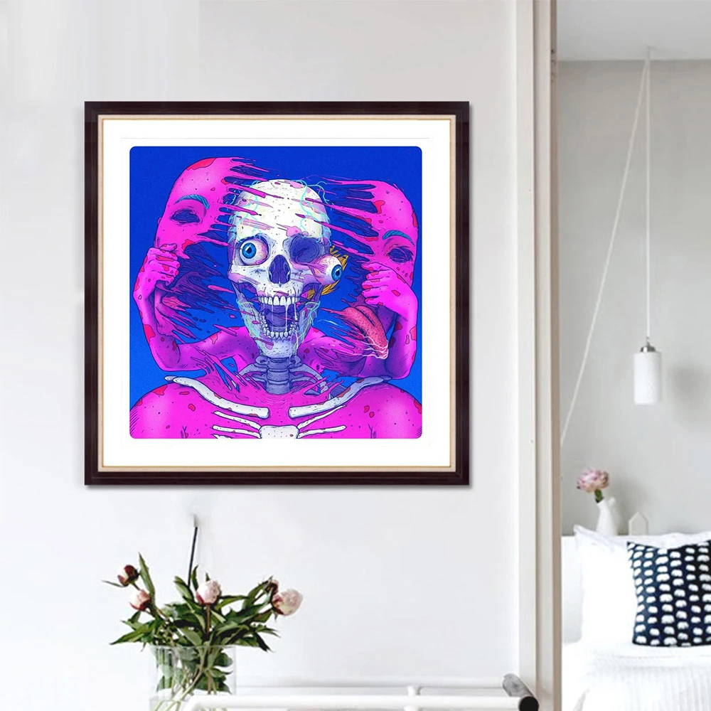 DIY custom diamond painting cross stitch cyberpunk skull square round diamond inlay process simple and exquisite animation