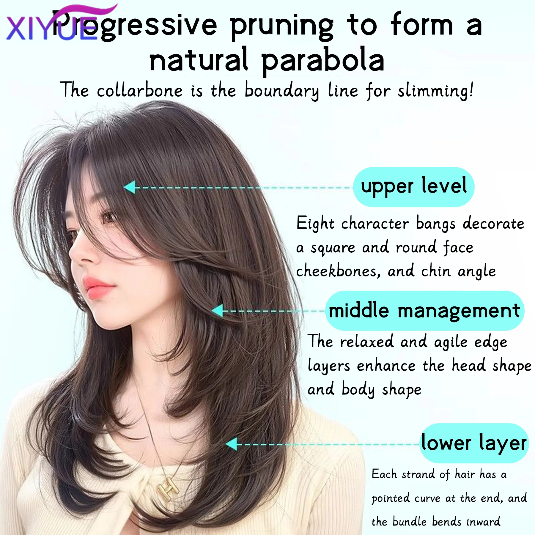 باروكة شعر صناعية طويلة مستقيمة الطبقات بمشبك في وصلات الشعر، قطعة شعر وهمية برأس منفوش طبيعي مع مشبك بانج #5